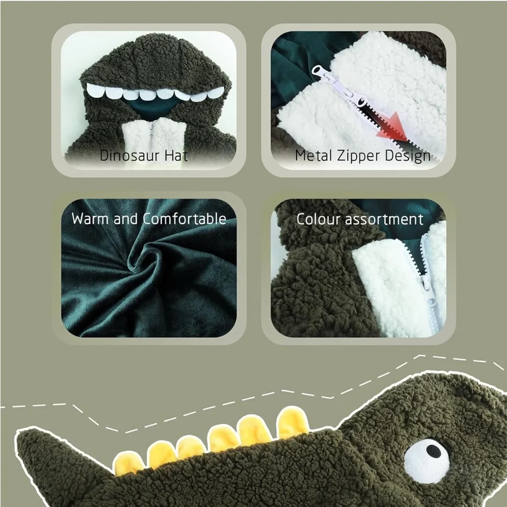 NIB‎ Warm Dinosaur Coat - Winter Jacket Pet Hoodie for X-Large Dogs (Green)